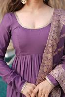 Vestido Largo de Mujer Tennecy, de Georgette, Antiarrugas, Reversible, de Secado Rápido, para Bodas Indias/Pakistaníes, Fiestas Diwali