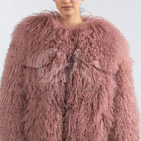 Manteau en fourrure de Mongolie à manches longues en taille adulte Veste d'hiver chaude pour femmes Vrai manteau en fourrure de Mongolie