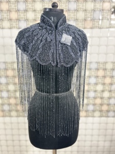 Belle cape burlesque brins de perles paillettes attaches élégantes pour les occasions de club festives perle droite fête naturelle - Product Image 2