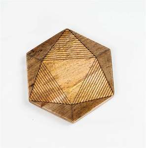 Brown mango wood <b>trivet</b> geometric pattern nonslip tabletop heat resistant <b>pan</b> & hotpot protecting for home kitchen dining table - Product Image 1
