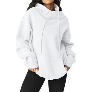 Sudadera de gimnasio de algodón 100% para mujer, sudaderas con capucha de manga larga con logotipo frontal, camisetas de Yoga de lana para deportes de invierno - Product Image 2