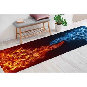 Alfombra de área con diseño de fuego y hielo: diseño abstracto de elementos de guerra, alfombra delgada no tejida - Product Image 5