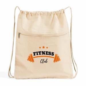 Customized <b>Large</b> Cotton Canvas <b>Drawstring</b> <b>Bag</b> Casual Reusable & Portable with Zipper Personalized Logo - Product Image 3