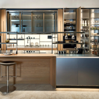 BAINENG Style italien Grain de bois écologique ignifuge de haute qualité toute la maison armoire conception armoire de cuisine en acier inoxydable