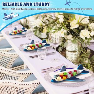 24 Assiettes en papier sur le thème de l'avion, décorations de fête pour dîner, dessert, pique-nique, anniversaire, mariage - Product Image 4