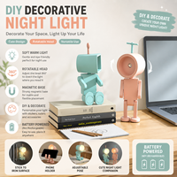 Lampe robot magnétique créative, veilleuse DIY, lampe de table LED à piles, en ABS, mignonne, pour décoration de chambre, cadeau