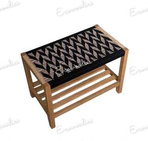 Belle décoration de la maison Art-Tabouret en corde de jute en bois Tabourets Ottoman Console incrustée d'os Article cadeau Décoration de la maison et du salon - Product Image 3