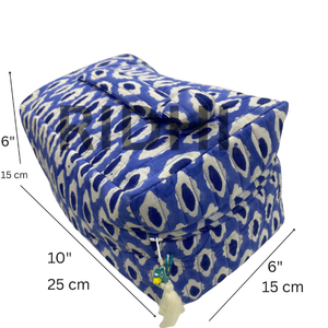 Custom Printed Eco-Friendly Indigo Ikat Cotton Quilted <b>Zipper</b> for <b>Bag</b> Front Handle Reusable Travel Grocery Cosmetic <b>Large</b> - Product Image 2