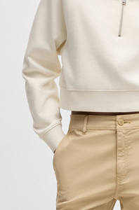 Nouveau sweat-shirt court à demi-fermeture éclair en coton éponge femmes épaules tombantes poignets côtelés et ourlet vêtements décontractés sweat à capuche pour femmes - Product Image 6