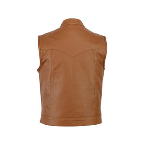 2025 Custom Leather Biker <b>Vest</b> for <b>Men</b> Fashionable Casual Wear with Embroidery Patches <b>Black</b> Breathable Genuine Leather <b>Vest</b> - Product Image 5