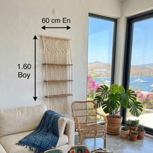 3-Tier <b>Boho</b> Macrame <b>Wall</b> Shelf Handmade Wood Floating Plant Rack 63 NF 1.60X60cm Large NF - Product Image 2