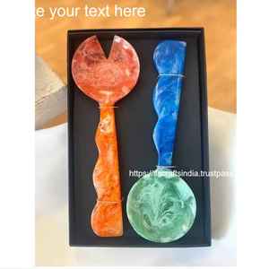 Premium Handmade Resin <b>Salad</b> Server Set Durable Eco-Friendly Dishwasher Oven Safe Customizable Color Fruit Vegetable <b>Tools</b> - Product Image 5
