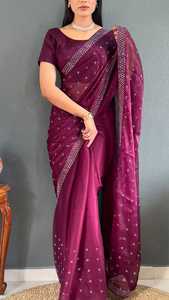 Nouveau concepteur indien femme Saree bas prix indien pour femme indien pakistanais fête porter pur Satara avec lourd Siloski travail Saree - Product Image 5