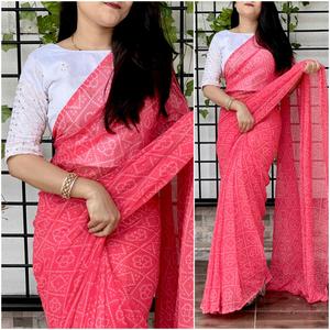 2022 nueva llegada mujeres Georgette impreso Saree especial Monzón colección bordado espejo trabajo blusa bodas al por mayor - Product Image 6