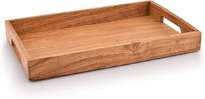 Hot selling Acacia Wood Serving <b>Tray</b> With Handles for Breakfast Snacks Coffee <b>Tables</b> & Storage <b>Trays</b> - Product Image 4