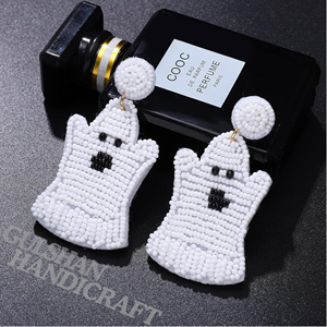 ต่างหูลายดอกไม้โบฮีเมียนทำด้วยมือไม่เหมือนใครเครื่องประดับปักหลากสีทำจากผ้าฝ้ายเย็บปักถักร้อยอย่างชำนาญ - Product Image 2