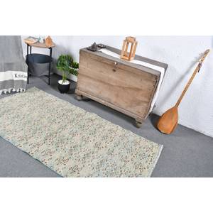 Tapis Turc Vintage Moderne Beige Bleu 3.3 X 6.5ft Fait Main Laine Latex Grand Rectangle Peluche Classique Patchwork pour Couloir - Product Image 5