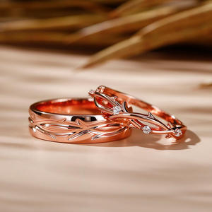 แหวนคู่วินเทจเงินสเตอร์ลิงเจลิยาพร้อมดีไซน์กิ่งไม้ชุบทอง - Product Image 4