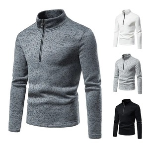 2025 New Style Men's Sweatshirt Zipper Design Solid Color Polo/<b>turtle</b> <b>Neck</b> Base Layer <b>Top</b> Jacket European American Style - Product Image 1