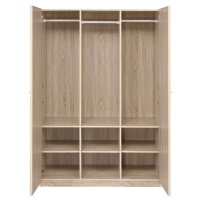 Armoire de chambre à coucher contemporaine naturelle à 2 portes avec étagères et panneaux décoratifs pour la maison, l'appartement, l'hôtel et la villa