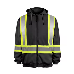 Sudadera con capucha de seguridad de secado rápido transpirable de alta visibilidad con cinta reflectante para seguridad de hombres con logotipo personalizado - Product Image 5