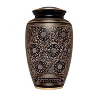 Urna Funeraria de Lujo al por Mayor, de Latón Negro y Dorado con Diseño Floral, Duradera, Ecológica, Decorativa para Mesa, Conmemorativa para Adultos