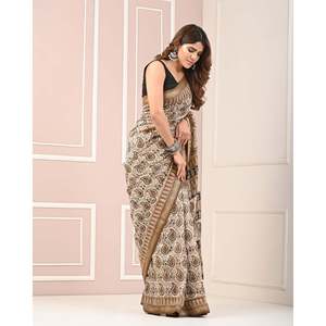 Sari estampado Chanderi modelo Banarasi, blusa india de georgette pesado, vestido modal de red, salwar kameez suave, lehenga estilo pakistaní. - Product Image 4