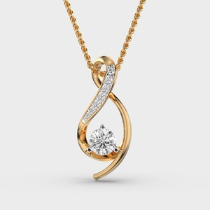 IGI Certified Lab Grown Round Diamond Twist <b>Infinity</b> Pendant with Solitaire & Pave Set Diamonds in 14K Yellow/<b>Rose</b> & White Gold - Product Image 5