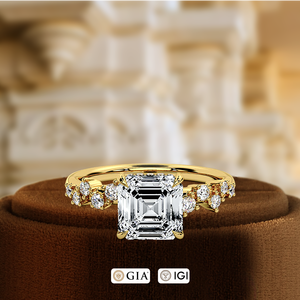 Anillo de Compromiso con Diamante Cultivado en Laboratorio de 1 Quilate, Corte Asscher, Anillo de Boda con Pavé, Certificado IGI, Oro Blanco de 14k, el Mejor Regalo para Ella en su Día Especial - Product Image 2