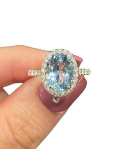 Elegante Anillo de Compromiso y Boda de Plata de Ley 925 con Gemas Shama, Aguamarina de Corte Ovalado de 2.12ct, Estilo Vintage, Engaste de Puntas - Product Image 5