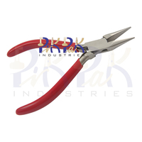 Pince à bec effilé 130 mm en acier inoxydable à mâchoires lisses, poignées en PVC à ressort, pour sertissage de joints, pêche, fabrication de bijoux, bricolage et artisanat
