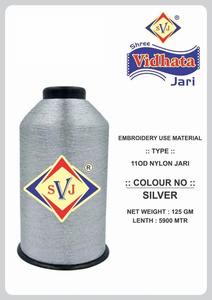 Premium SHREE VIDHATA JARI SILVER Denier Metallic Zari Nylon MX-Type <b>Yarn</b> 110D for Textile Industry Embroidery Hand Knitting - Product Image 3