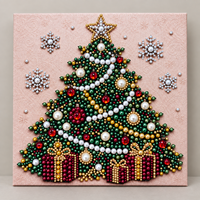 Énorme Décoration de Noël 5D en Perles et Diamants : Père Noël, Arbre, Renne, Chaussette, Couronne – Autocollant Adhésif Personnalisé pour Artisanat