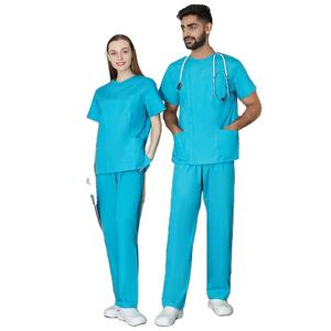 Trajes de algodón cómodos unisex Top médico y pantalones de tela tejida para uniformes de hospital y uso diario - Product Image 1