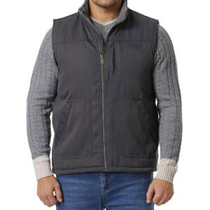 Chaleco de Lona Transpirable de Diseño Personalizado para Hombre, Invierno, Bordado, Cierre de Cremallera Sólido, Logotipo Frontal, Disponible al por Mayor - Product Image 1