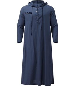 Personalizado Logo Diseño Casual Moda Color Sólido Brillante Algodón Musulmán Ropa Vestido Árabe Túnica Larga Thobes Jubbah Hombres Alta - Product Image 3