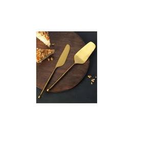 Cubiertos de latón Diseño de mango de hoja y tallo Recién llegado Cuchillo para pasteles y cuchillo para servir pasteles Atractivamente Artesanía - Product Image 3