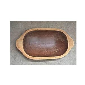 Cuenco de Madera de Paulownia Rústico Tallado a Mano, Bandeja Ovalada Grande Decorativa de Madera para Decoración del Hogar Estilo Granja y Exhibición de Centros de Mesa - Product Image 1