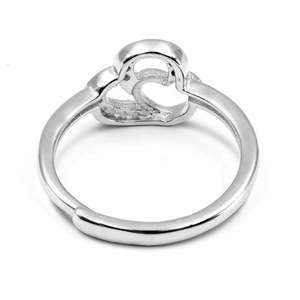 NOVAMART Fine Zarkan Inception Pure <b>Silver</b> Zircon Heart <b>Ring</b> <b>Adjustable</b> Trendy Fashion <b>Rings</b> with Inlay Setting Free Size for En - Product Image 5