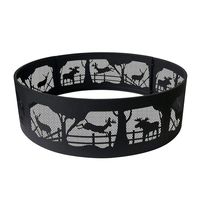 Brasero d'extérieur de 36 pouces - Anneau de foyer portable en métal pour le camping ou la cour - Motifs de faune à 360 degrés pour la forêt et la nature sauvage