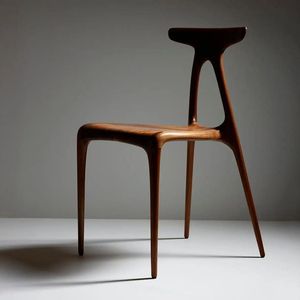 Modern Sculptural Solid Wood <strong>Designer</strong> Chair with Organic Contours, and Artistic Minimalist Silhouette for Luxury Interiors - Product Image 1
