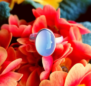 Blue Chalcedony <b>Ring</b> <b>925</b> Solid Sterling <b>Silver</b> Oval Shape <b>Ring</b> For Him & Her Daily Wear Gemstone <b>Ring</b>, Birthday Gift - Product Image 1
