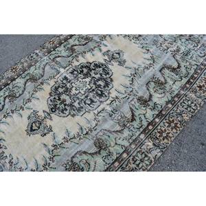 Antiguo azul Beige 5,6X9 pies alfombra de tejido plano de lana clásico Vintage diseño turco para decoraciones de sala de estar Patchwork látex - Product Image 5