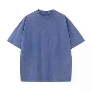 Venta al por mayor llano de gran tamaño ácido lavado camisetas transpirable hombres en relieve camiseta crear su propio estilo con logotipo y diseño personalizado - Product Image 2