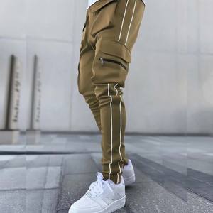 Wholesale Slim <b>Fit</b> <b>Gym</b> Pants Reflective Stripe Custom logo Design Training Cargo Trackpants Men Jogger Sweatpants - Product Image 6