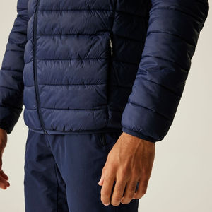 Chaqueta Acolchada Impermeable de Invierno para Hombre, Personalizada por el Fabricante, Cortavientos, Gruesa, Azul, con Capucha, Logotipo Frontal, Acolchada - Product Image 4