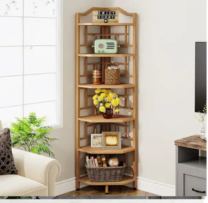 Five-tier <b>white</b> marble corner <b>shelf</b> with industrial gold piping. Modern decor available at wholesale prices. - Product Image 2