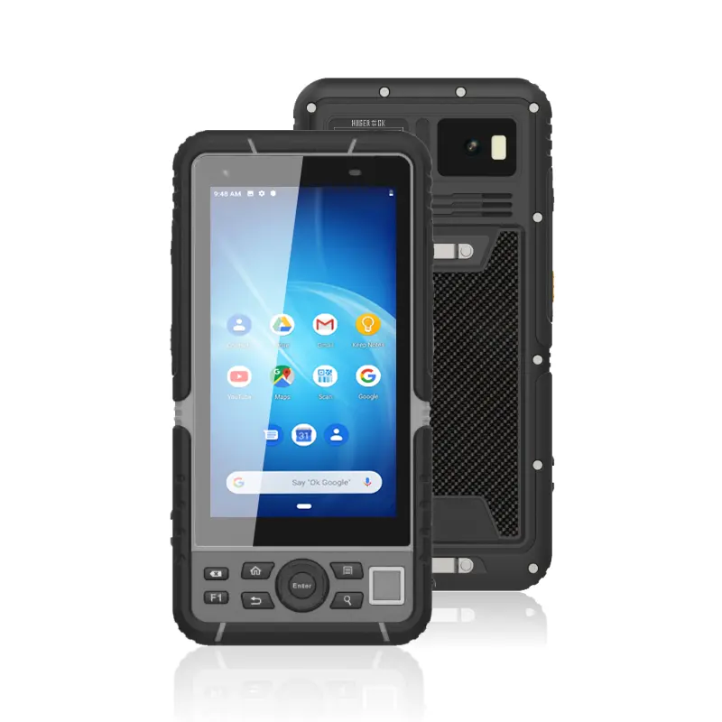 Hugerock R60 Ánh Sáng Mặt Trời Có Thể Đọc Được Droproof 500 Nit Cầm Tay Android Máy Quét Mã Vạch NFC RFID Reader 4G Gồ Ghề 5.5 Inch PDA Di Động