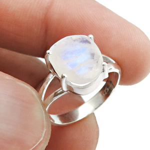 925 anillos de piedra lunar de arcoíris de plata maciza estampados baratos de piedra natal cualquier tamaño 5 a 10 anillos de moda Unisex OEM ODM - Product Image 1