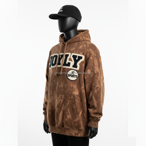 Sweat-shirt unisexe surdimensionné en coton brossé doux, lavage à l'acide, 400 GSM, logo brodé en chenille personnalisé, sweat-shirt basique - Product Image 3